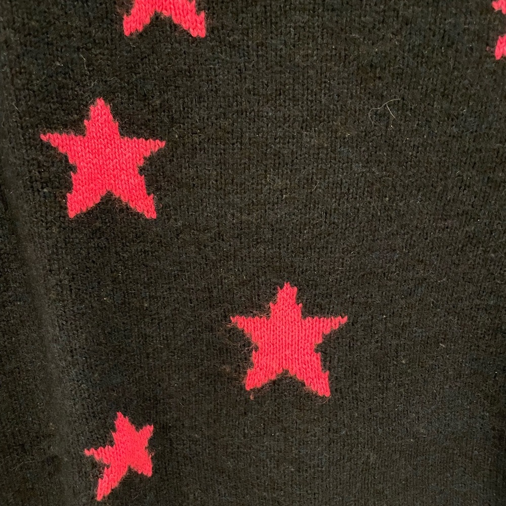 360 Cashmere Navy Sweater With Fuchsia Stars - Picture 8 of 13